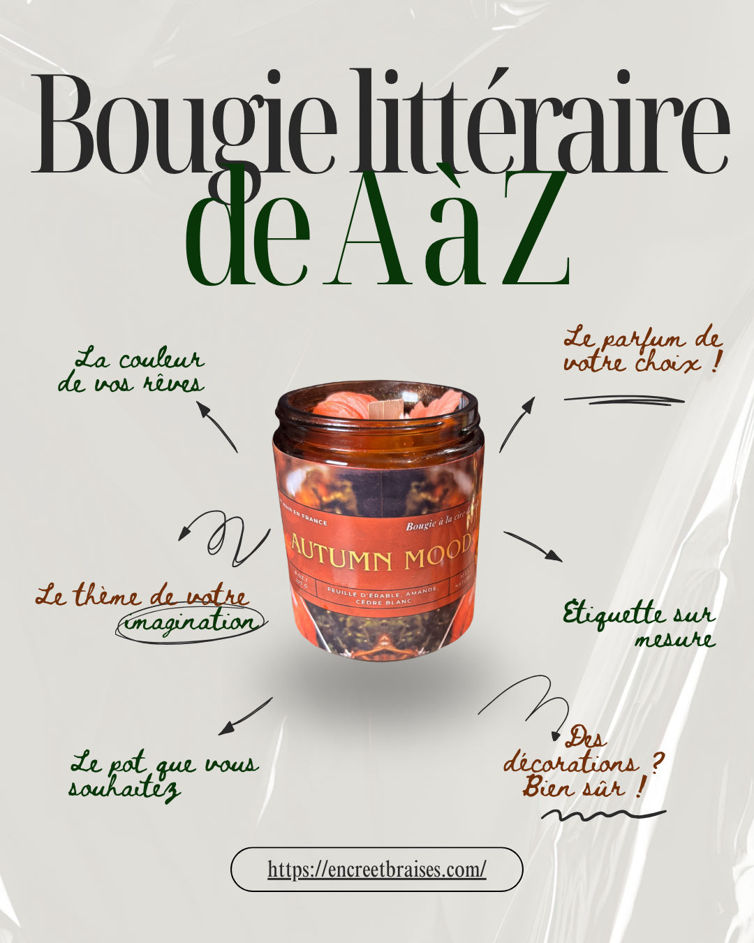 Bougie personnalisée “De A à Z” – Pour auteurices & lecteurices