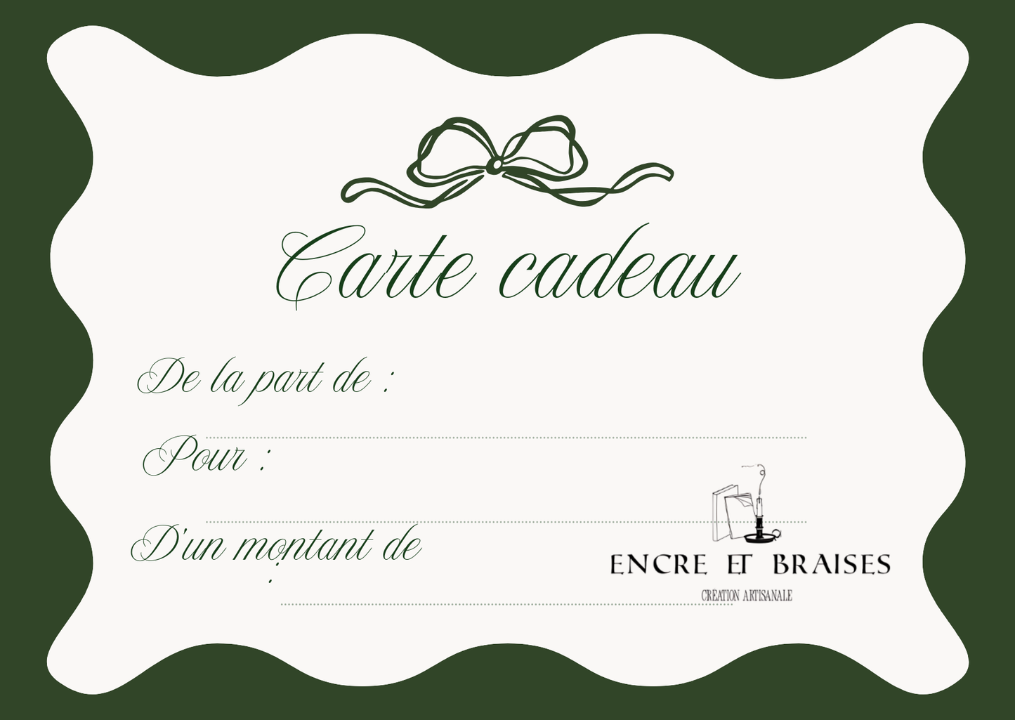 Carte-cadeau Encre & Braises