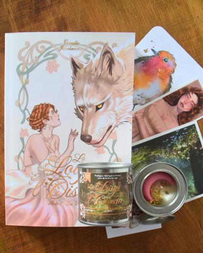 Coffret le livre Le loup et l'oiseau + sa bougie assortie (et ses goodies offerts !)